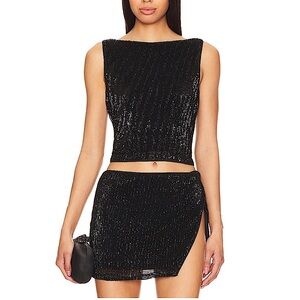 Lovers + Friends Black Sequin Skirt
